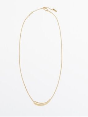 Massimo Dutti Gold Minimalist Crescent Necklace